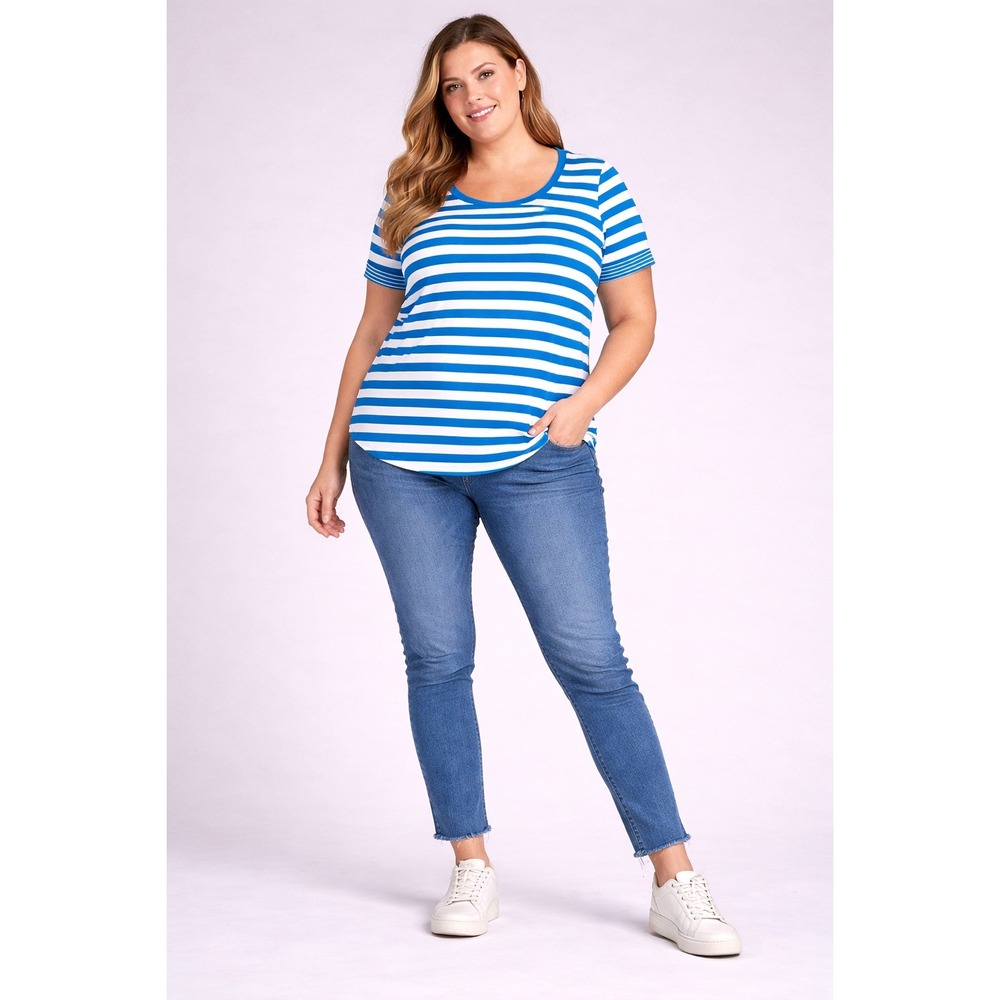 Talbots Striped Tee Shirt Blue White Size 2X Plus Size Top